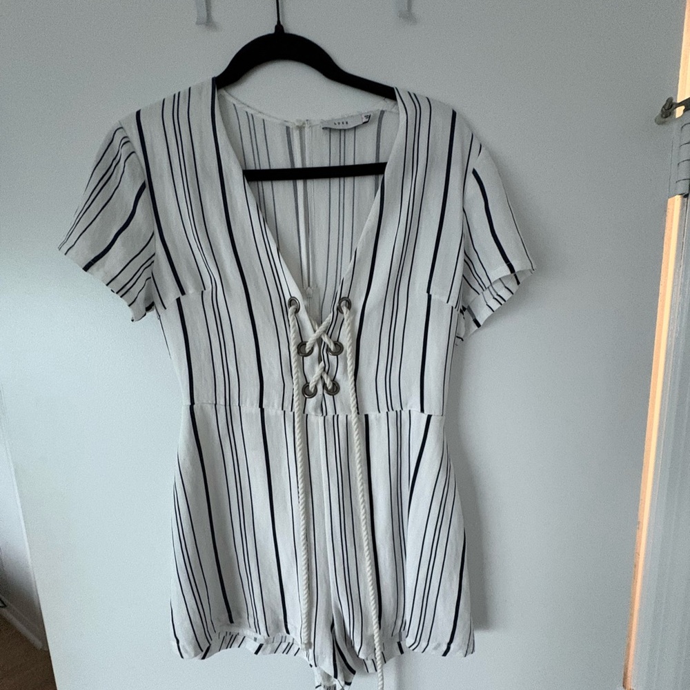 Lush Sailor shorts romper, size small